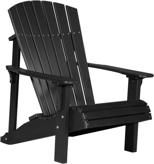 LuxCraft Deluxe Adirondack Chair in Black — angled-back lounge design, long-life recycled poly