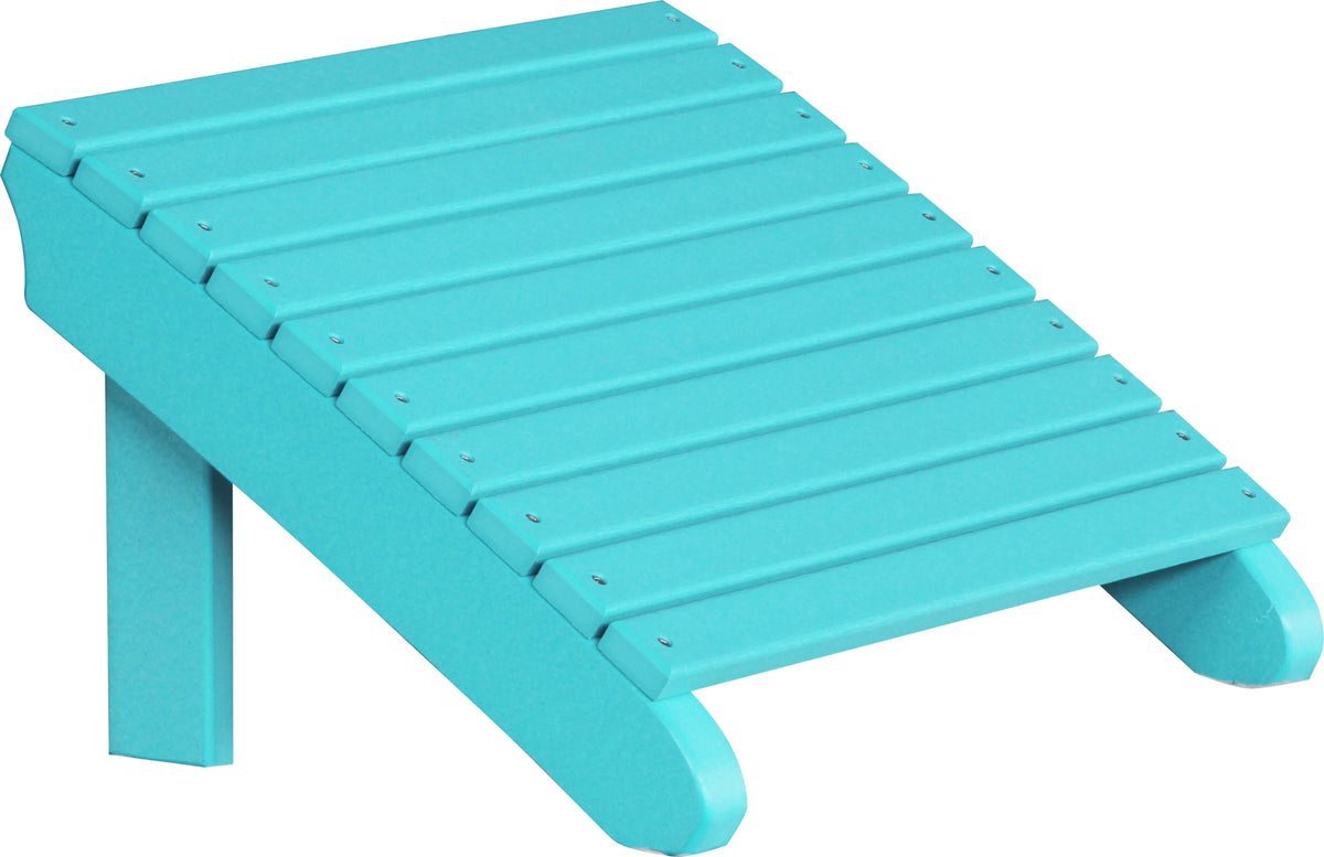 LuxCraft Deluxe Adirondack Footrest in Aruba Blue — matching glider footrest accessory for outdoor lounge pairing
