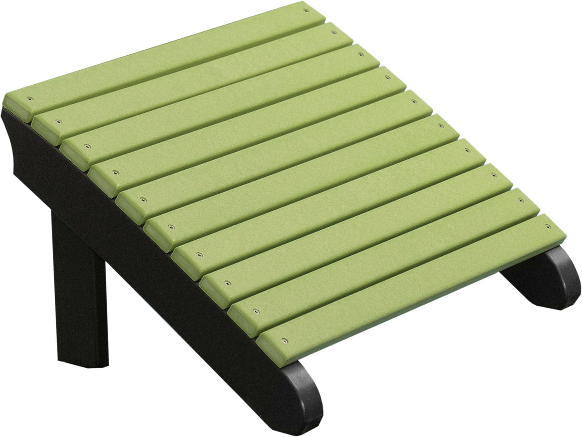 LuxCraft Deluxe Adirondack Footrest in Lime Green and Black — recycled poly outdoor footrest, fade-resistant poly