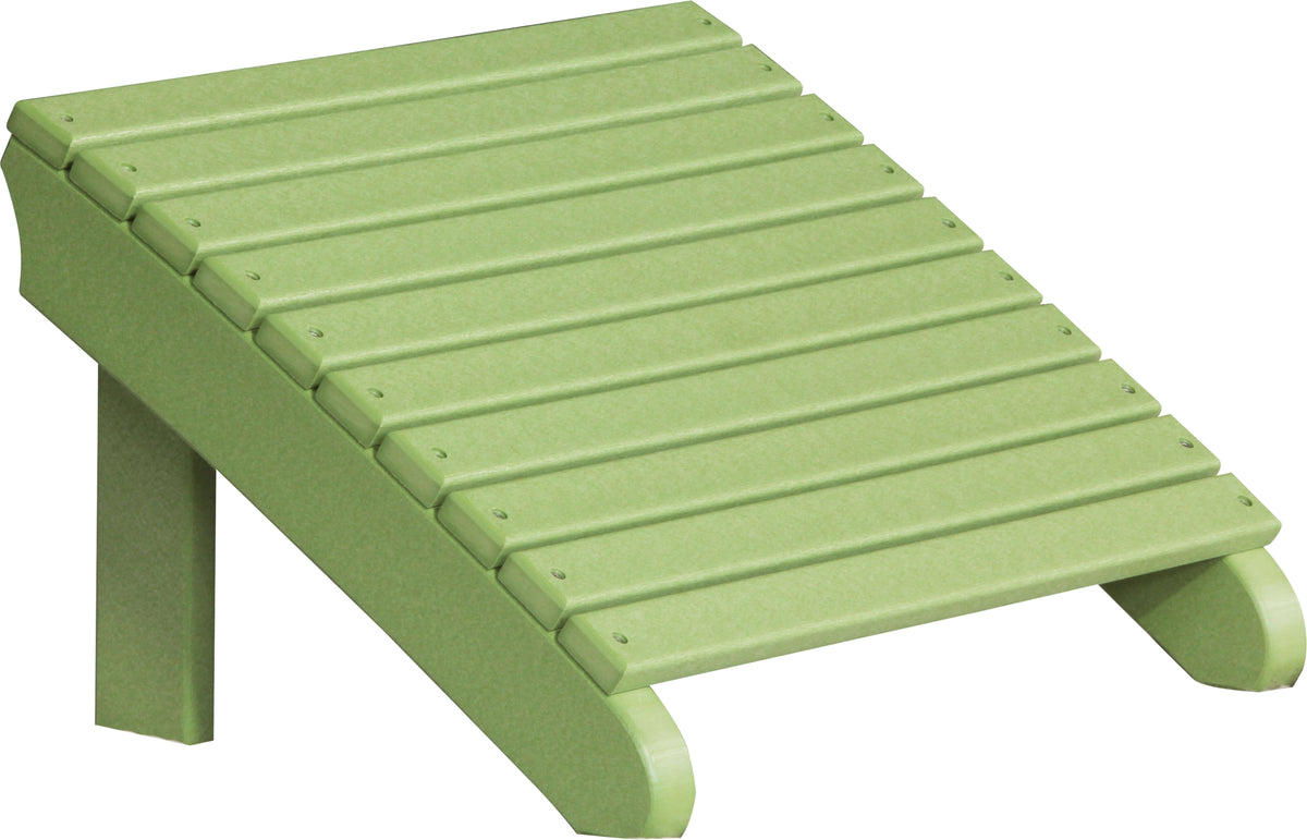 LuxCraft Deluxe Adirondack Footrest in Lime Green — Amish-crafted recycled poly, weather-resistant design