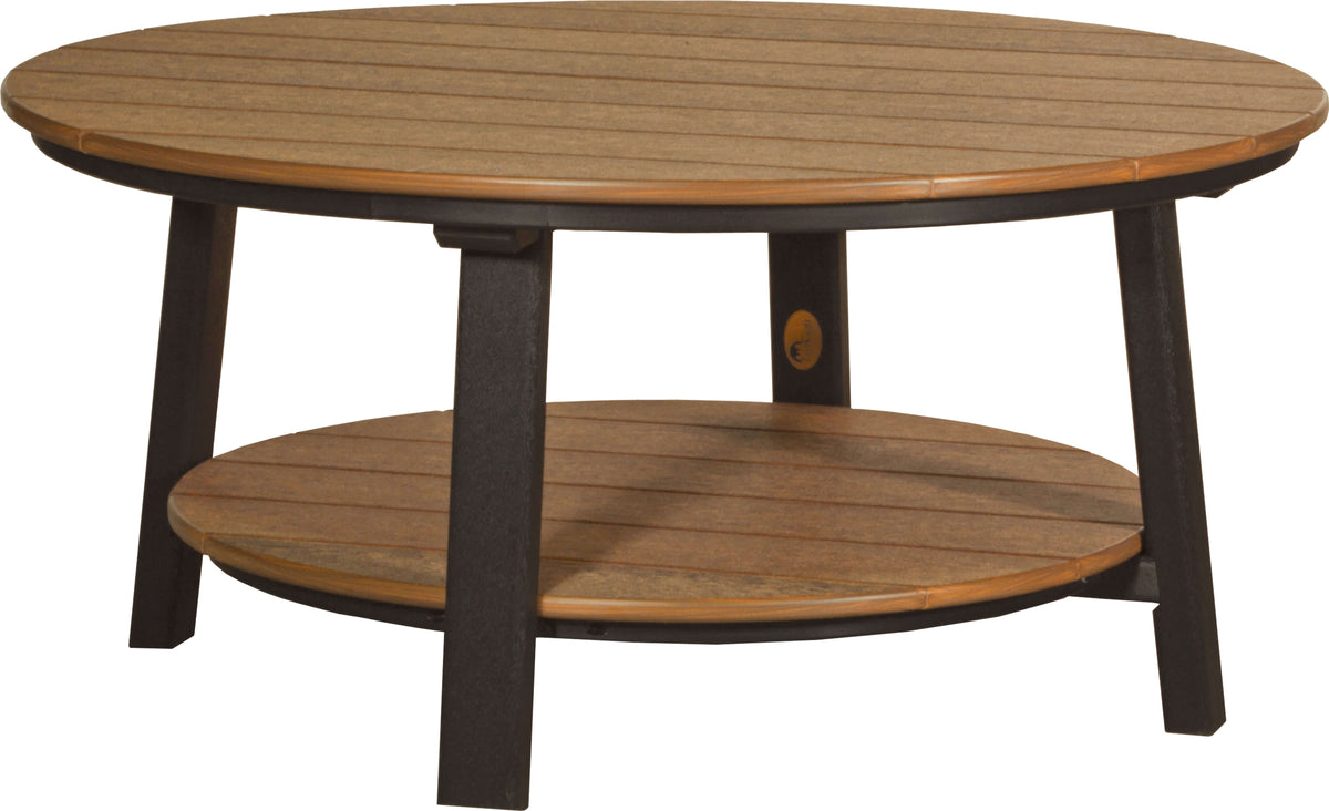 LuxCraft 5-Piece Conversation Set with Royal Adirondack Chairs in Antique Mahogany and Black — angled-back lounge design, fade-resistant poly