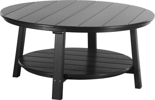 LuxCraft 5-Piece Conversation Set with Royal Adirondack Chairs in Black — angled-back lounge design, fade-resistant poly