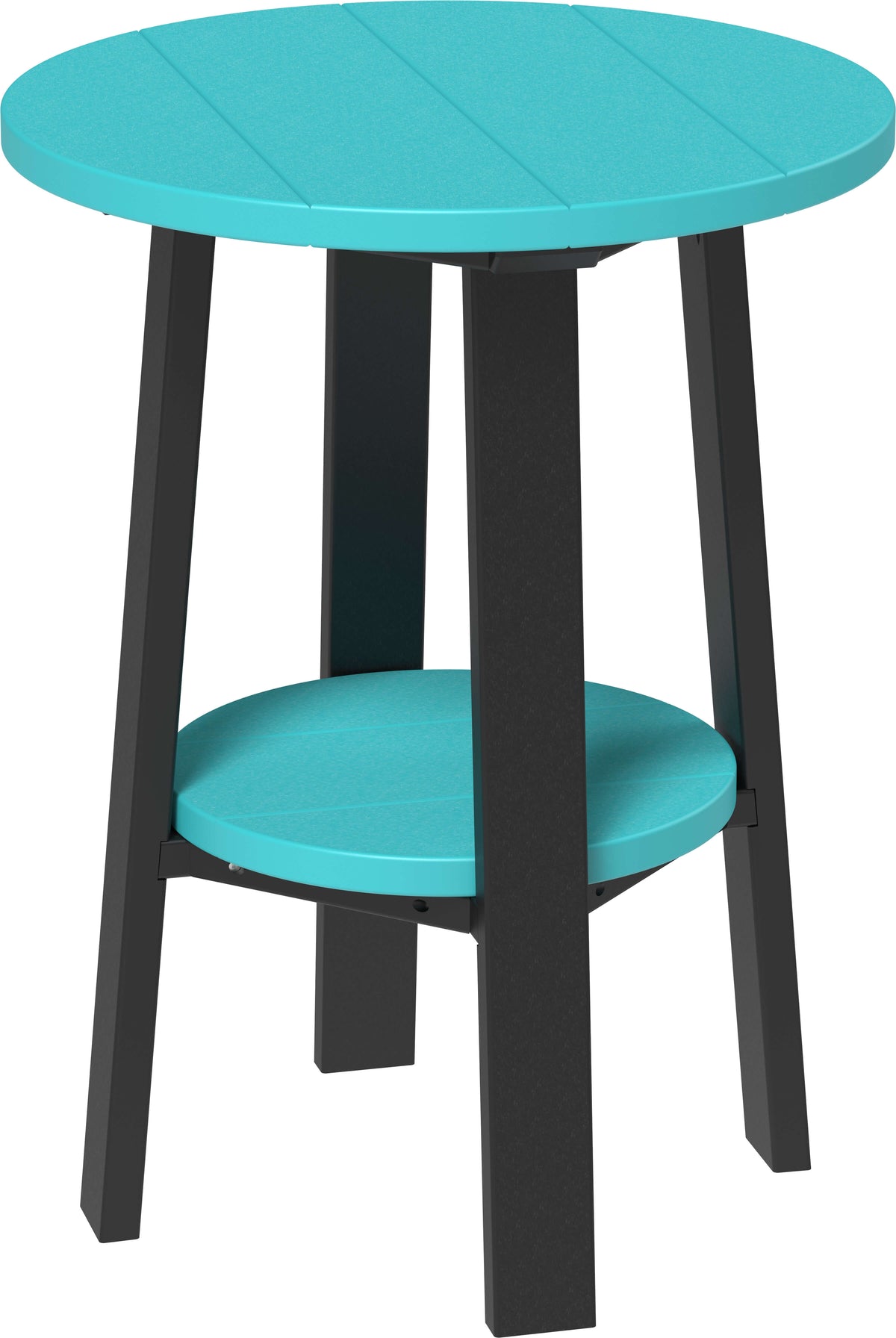 LuxCraft 28" Outdoor Deluxe End Table in Aruba Blue and Black — wide-armrest patio chair, fade-resistant poly