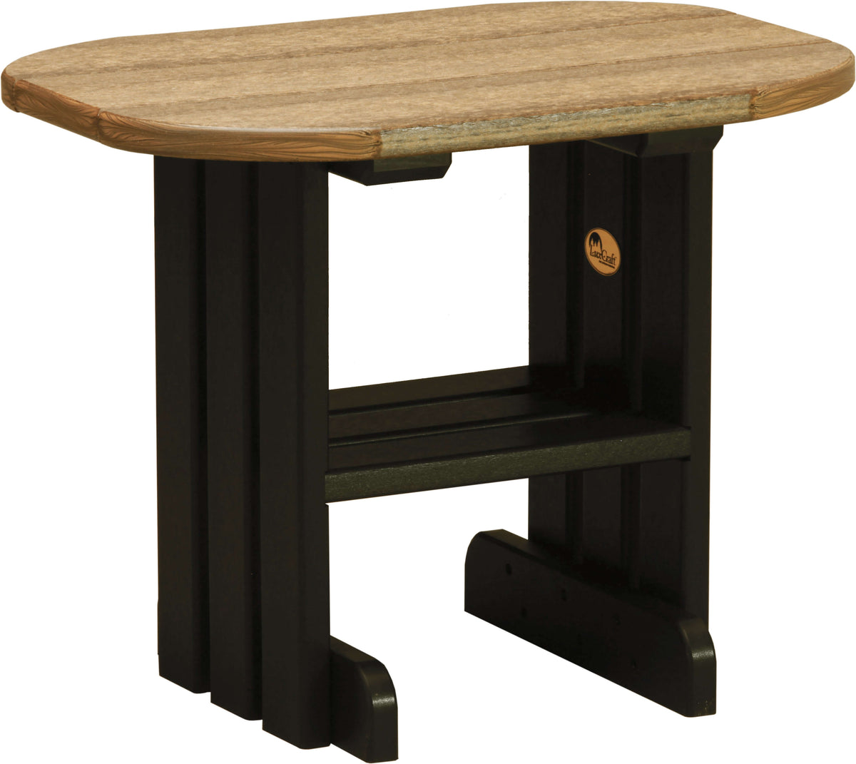 LuxCraft Outdoor End Table in Antique Mahogany and Black — Amish-crafted recycled poly, 20-year poly durability