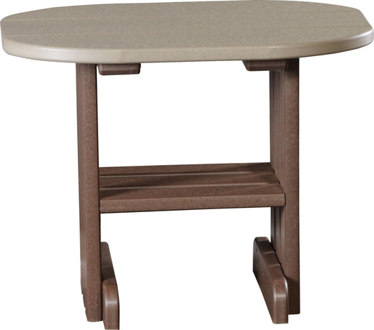 LuxCraft Outdoor End Table in Weatherwood and Chestnut Brown — wide-armrest patio chair, fade-resistant poly