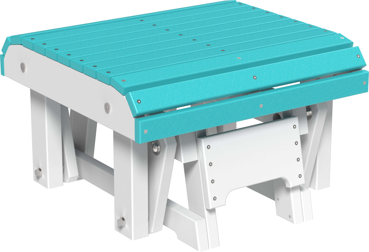 LuxCraft Glider Footrest in Aruba Blue and White — Amish-crafted recycled poly, weather-resistant design