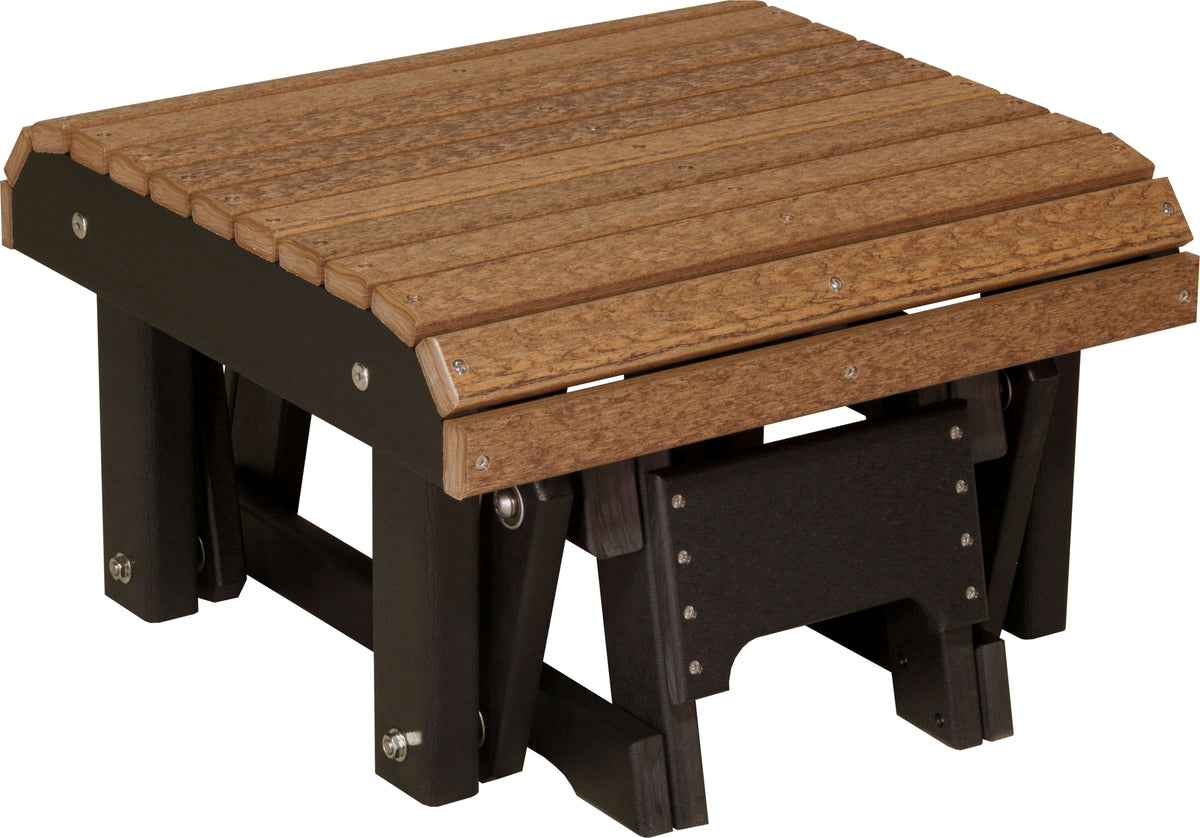 LuxCraft Glider Footrest in Antique Mahogany and Black — matching glider footrest accessory for outdoor lounge pairing