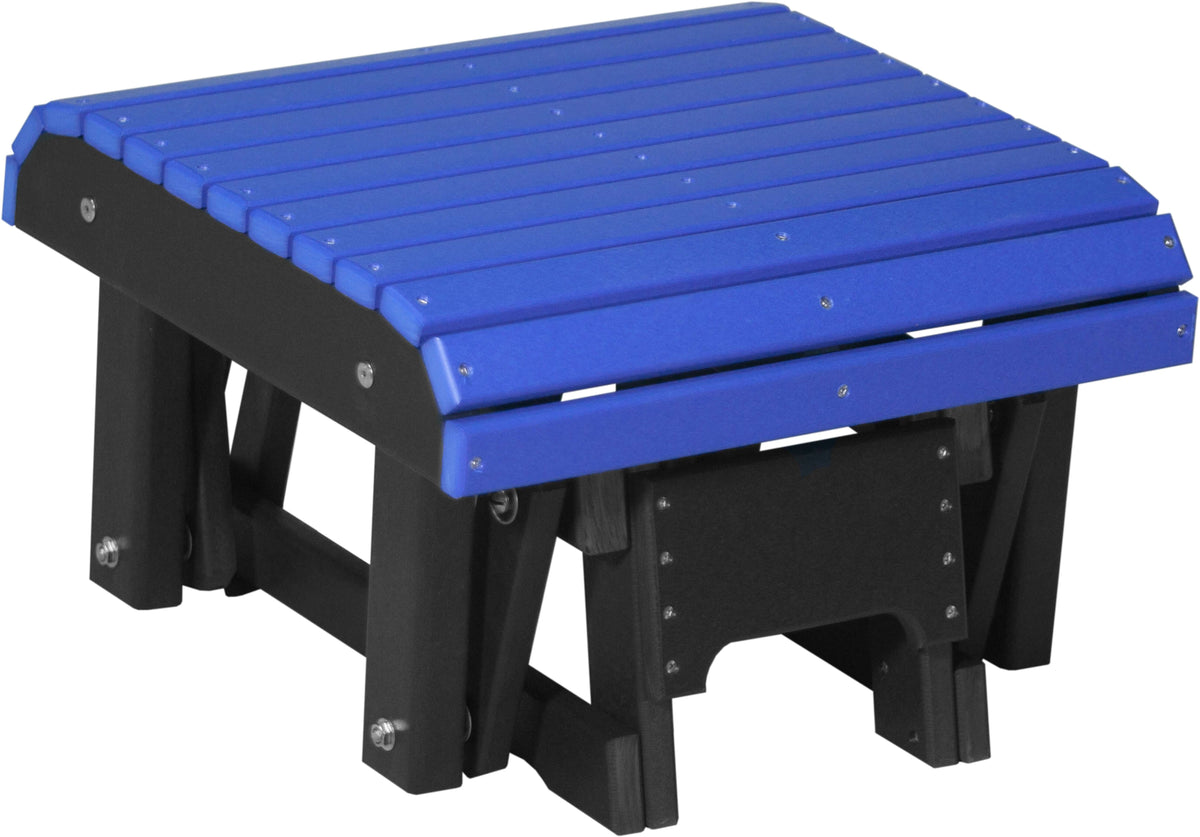 LuxCraft Glider Footrest in Blue and Black — Amish-crafted recycled poly, 20-year poly durability