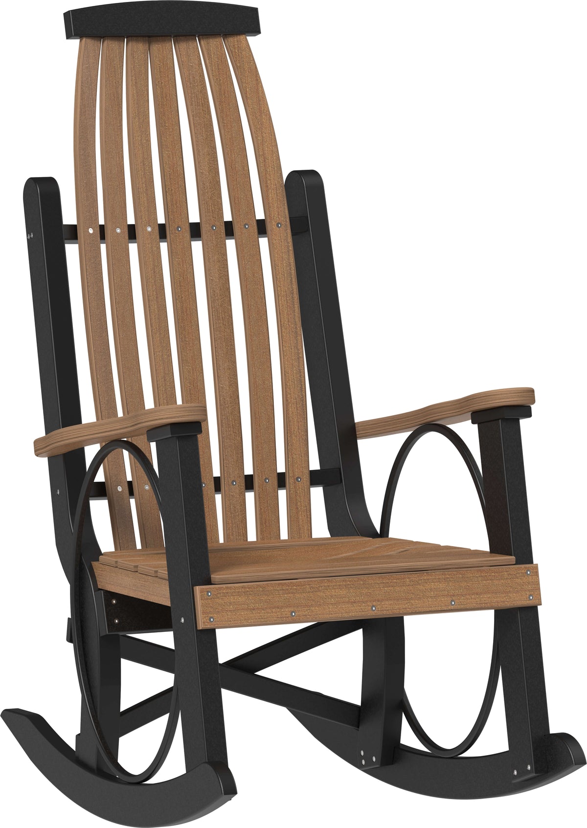 LuxCraft Grandpa's Rocker 3-Piece Set (Deluxe End Table) in Antique Mahogany and Black — Amish-crafted recycled poly, weather-resistant design
