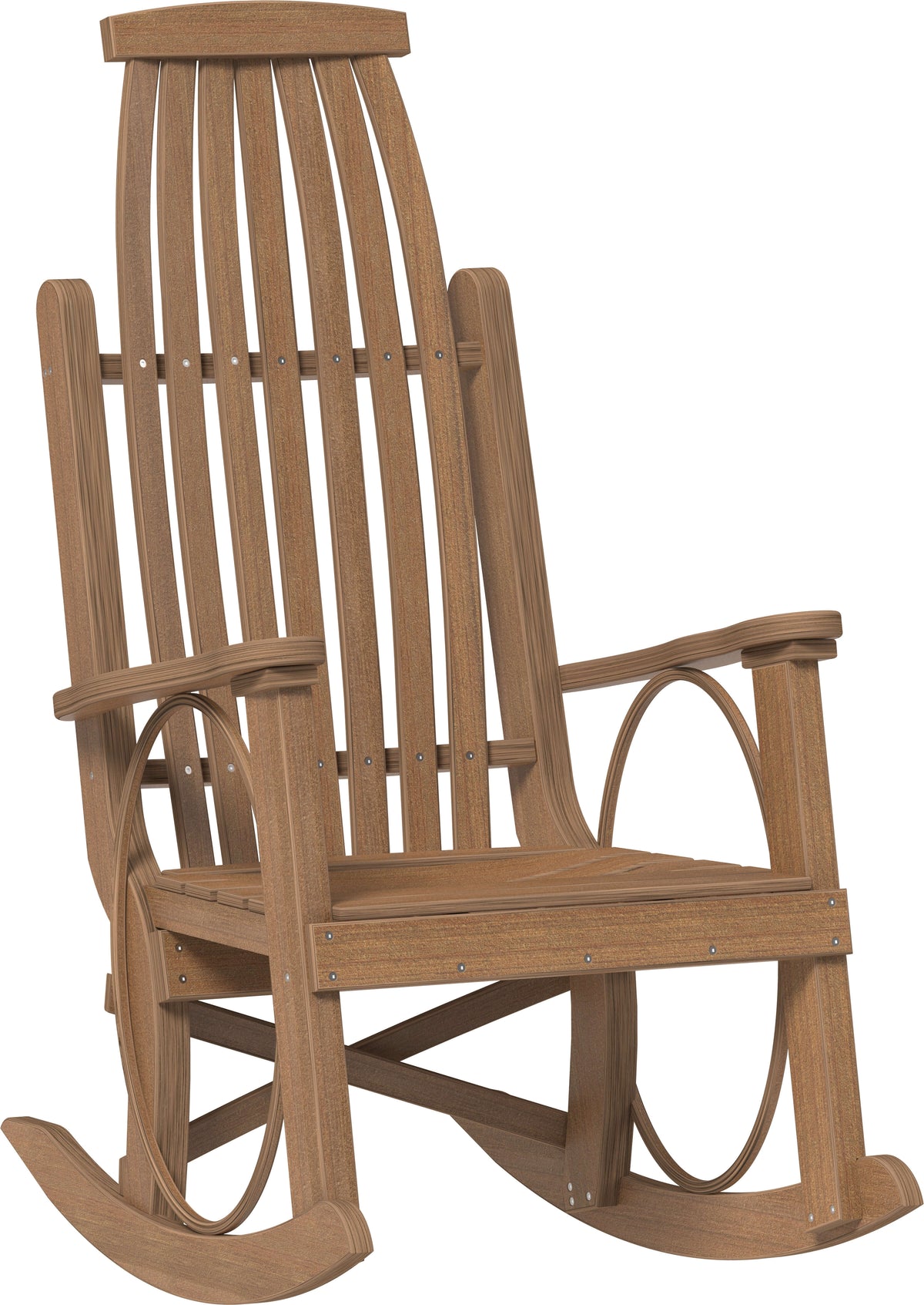 LuxCraft Grandpa's Rocker 3-Piece Set (Deluxe End Table) in Antique Mahogany — traditional rocking chair motion for front-porch use