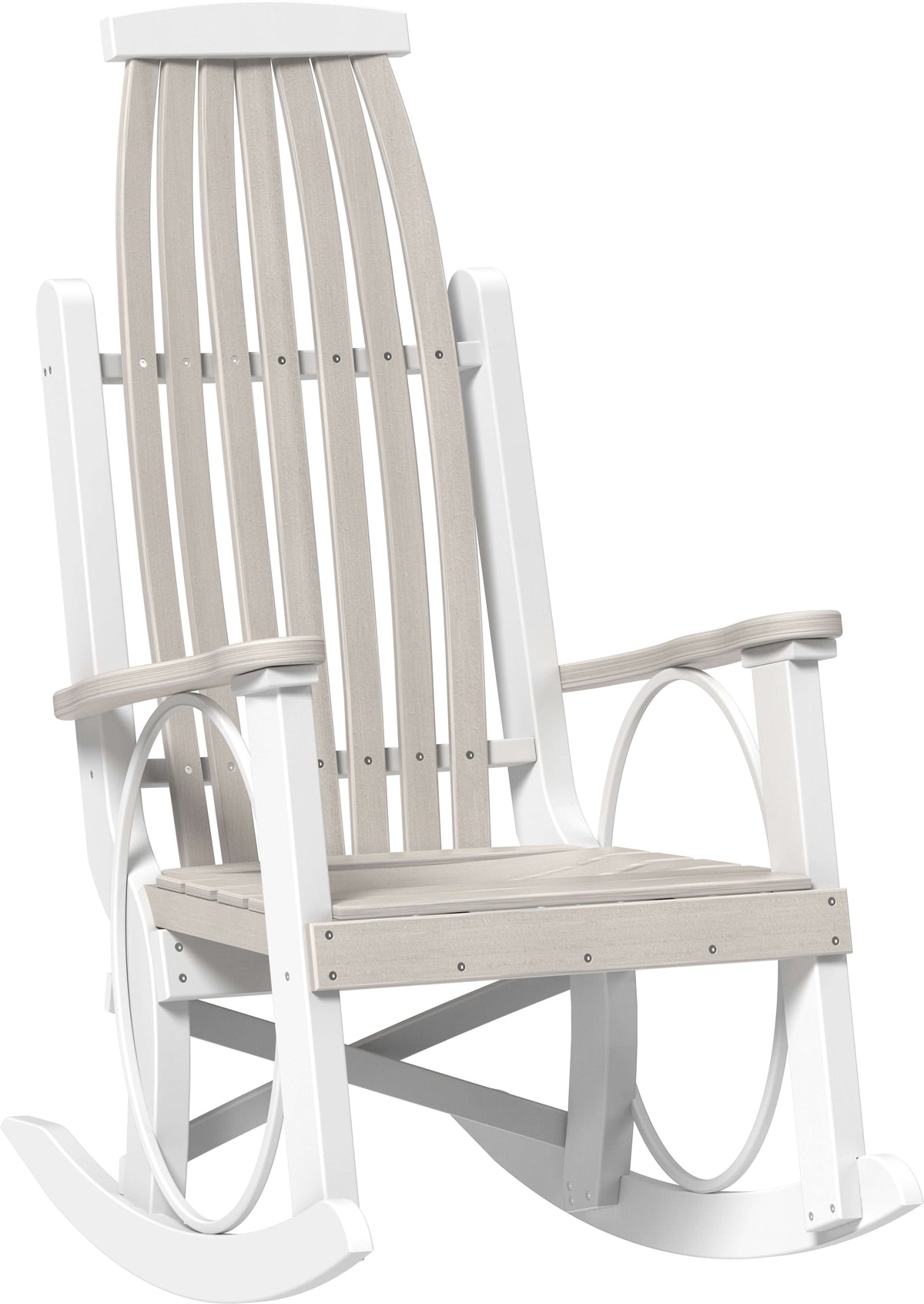 LuxCraft Grandpa's Rocker 3-Piece Set (Deluxe End Table) in Birch and White — Amish-crafted recycled poly, 20-year poly durability