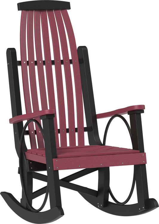 LuxCraft Grandpa's Rocker 3-Piece Set (Deluxe End Table) in Cherrywood and Black — Amish-crafted recycled poly, weather-resistant design