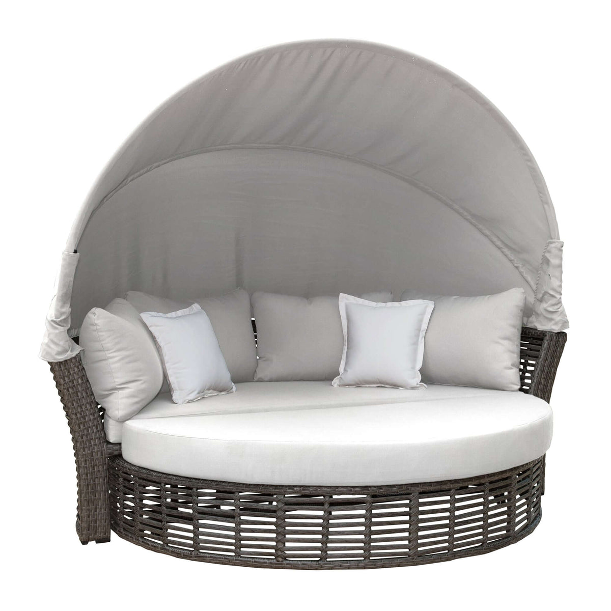 Panama Jack outdoor daybed with canopy and cushions made from high quality woven fiber