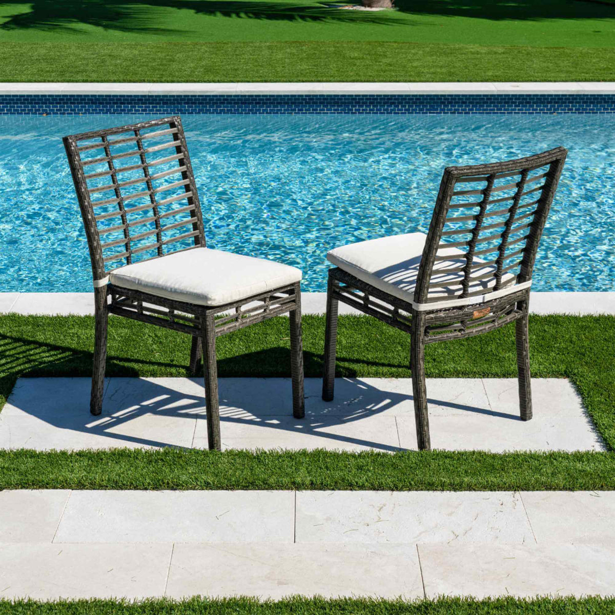 Panama Jack UV and weather-resistant stackable outdoor side chairs with cushions set of 2