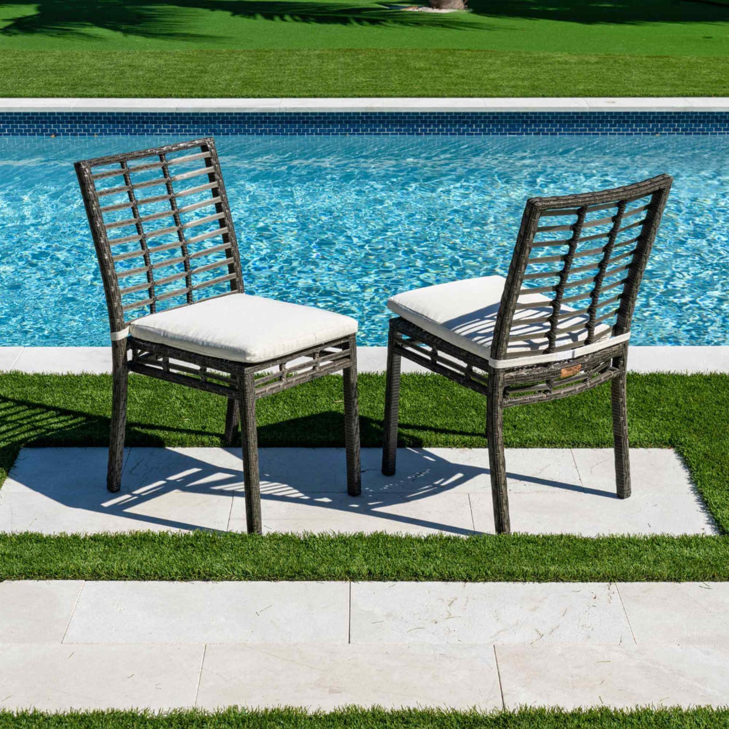 Panama Jack Graphite Stackable Side Chairs with Cushion (Set of 2)