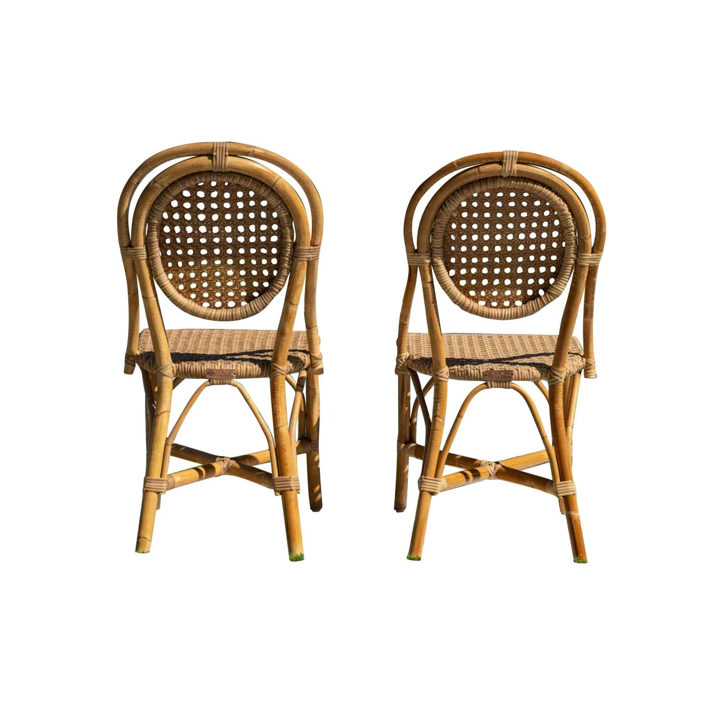 Panama Jack indoor or sunroom set of 2 side chairs made from natural rattan frame with intricate weave