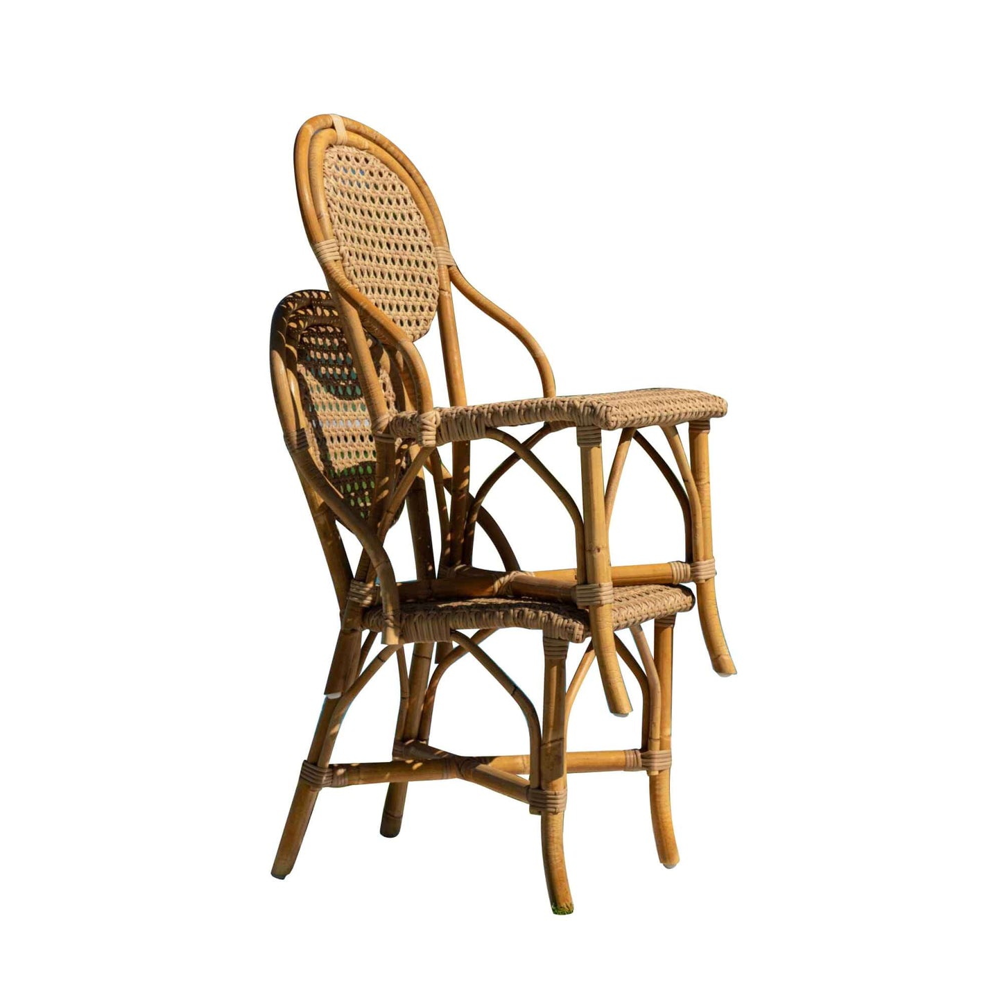 Panama Jack indoor or sunroom set of 2 side chairs made from natural rattan frame with intricate weave