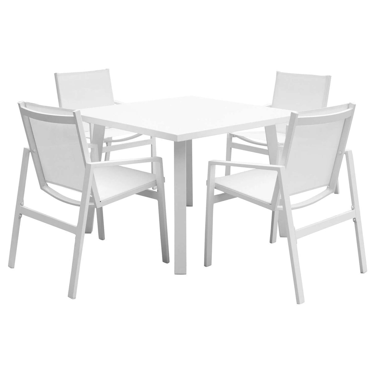 Panama Jack 5-piece square outdoor dining set made with strong powder-coated finish resistant to corroding and scratching