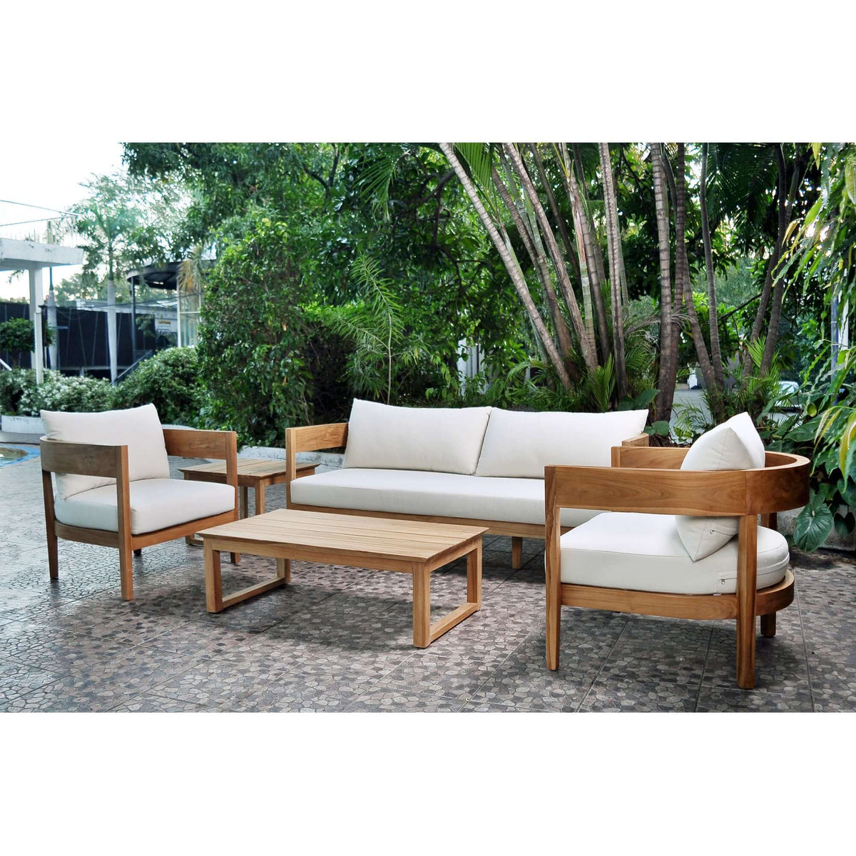 Panama Jack 5-piece outdoor seating set made with Grade-A teak wood