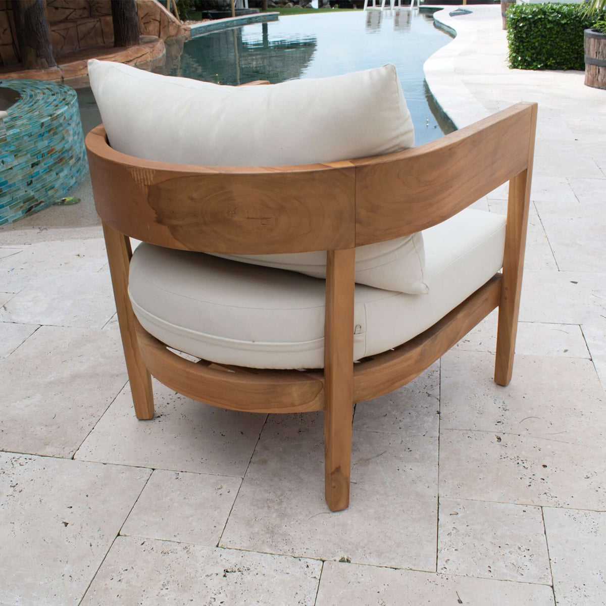 Panama Jack Grade-A Teak wood outdoor lounge chair with cushion