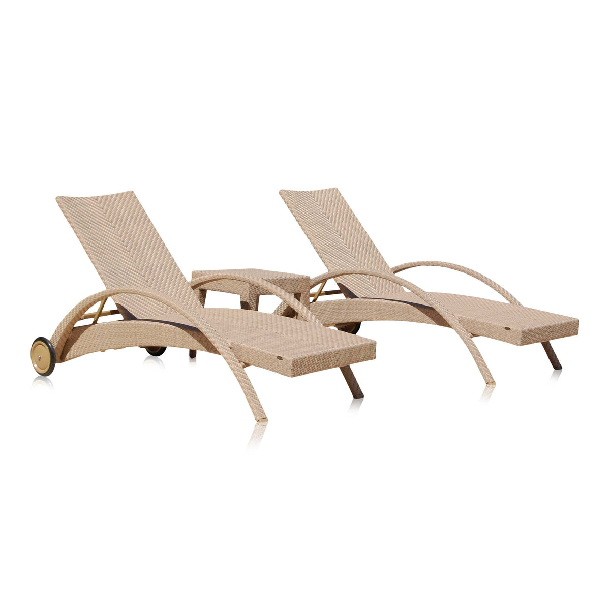 Panama Jack 3-piece outdoor chaise lounge set crafted with aluminum frames and commercial quality fiber weaving