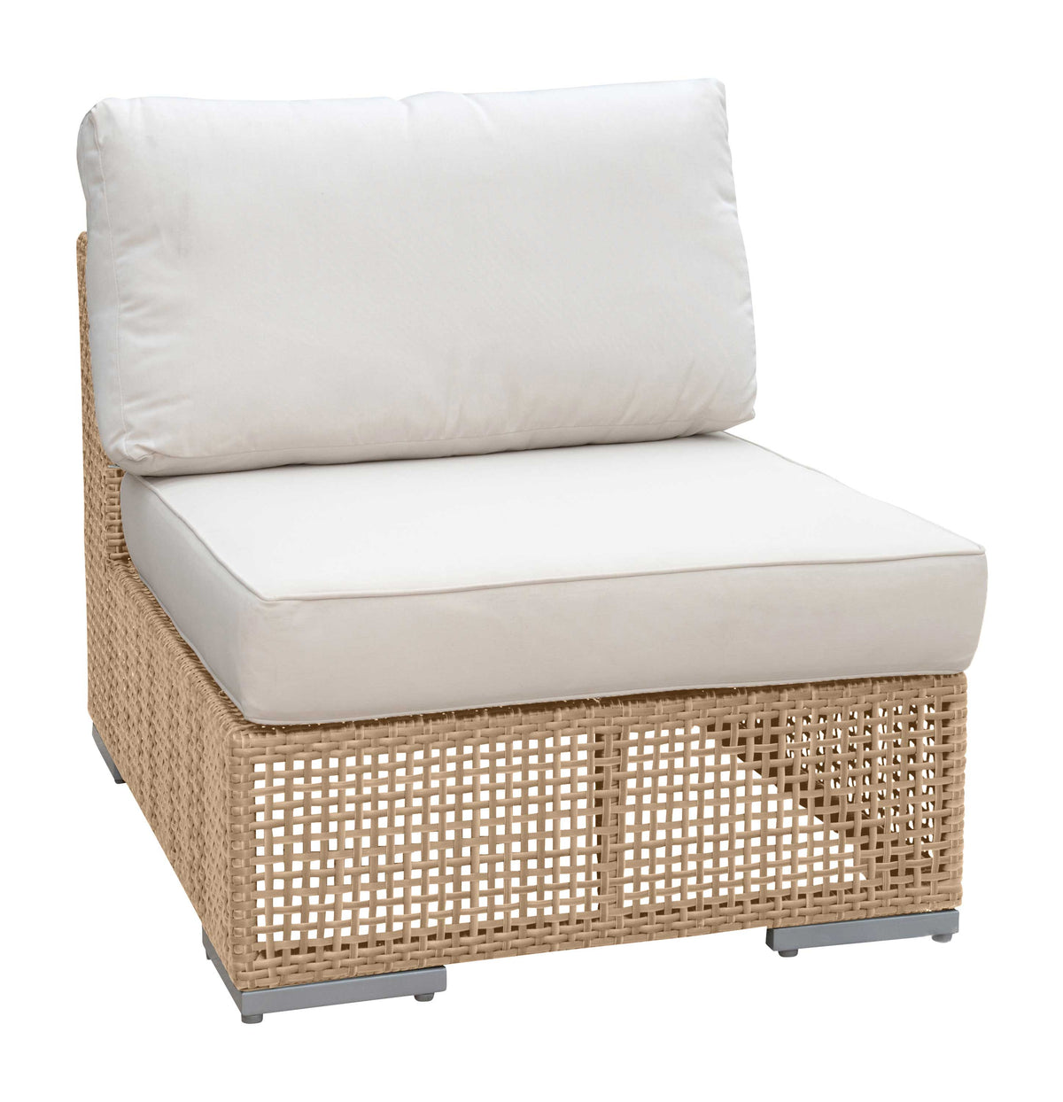 Panama Jack outdoor modular armless chair crafted with aluminum frames and commercial quality fiber weaving