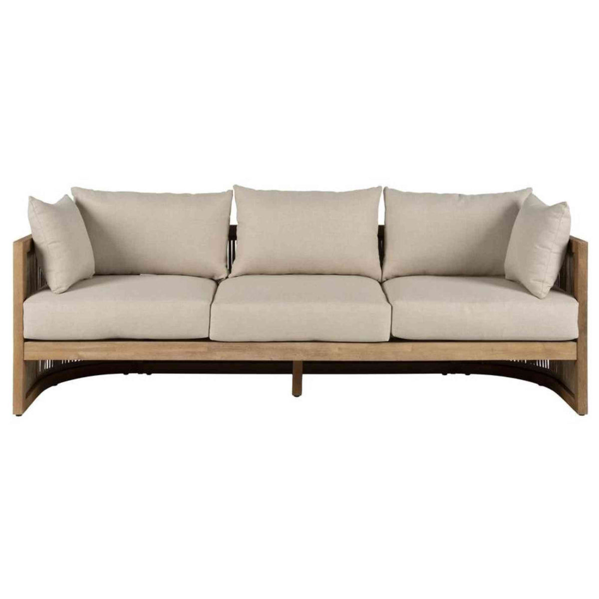 Panama Jack outdoor sofa made with Acacia wood for a natural wood finish with cushions