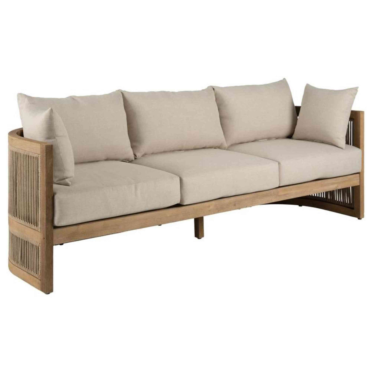Panama Jack outdoor sofa made with Acacia wood for a natural wood finish with cushions
