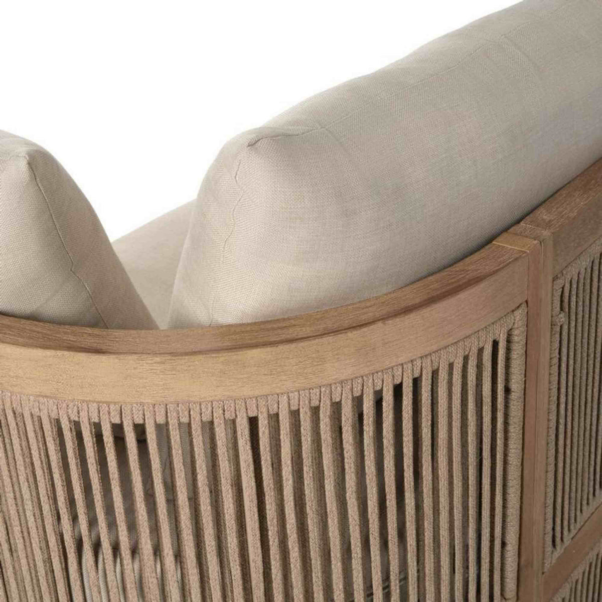 Panama Jack outdoor sofa made with Acacia wood for a natural wood finish with cushions