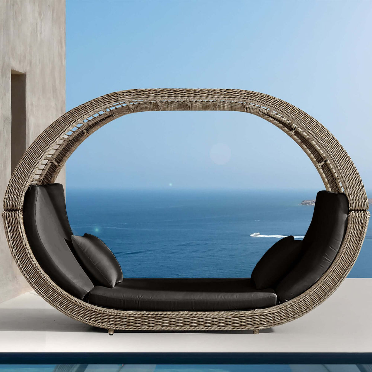 Panama Jack outdoor daybed is UV and weather resistant upgraded with Sunbrella cushions