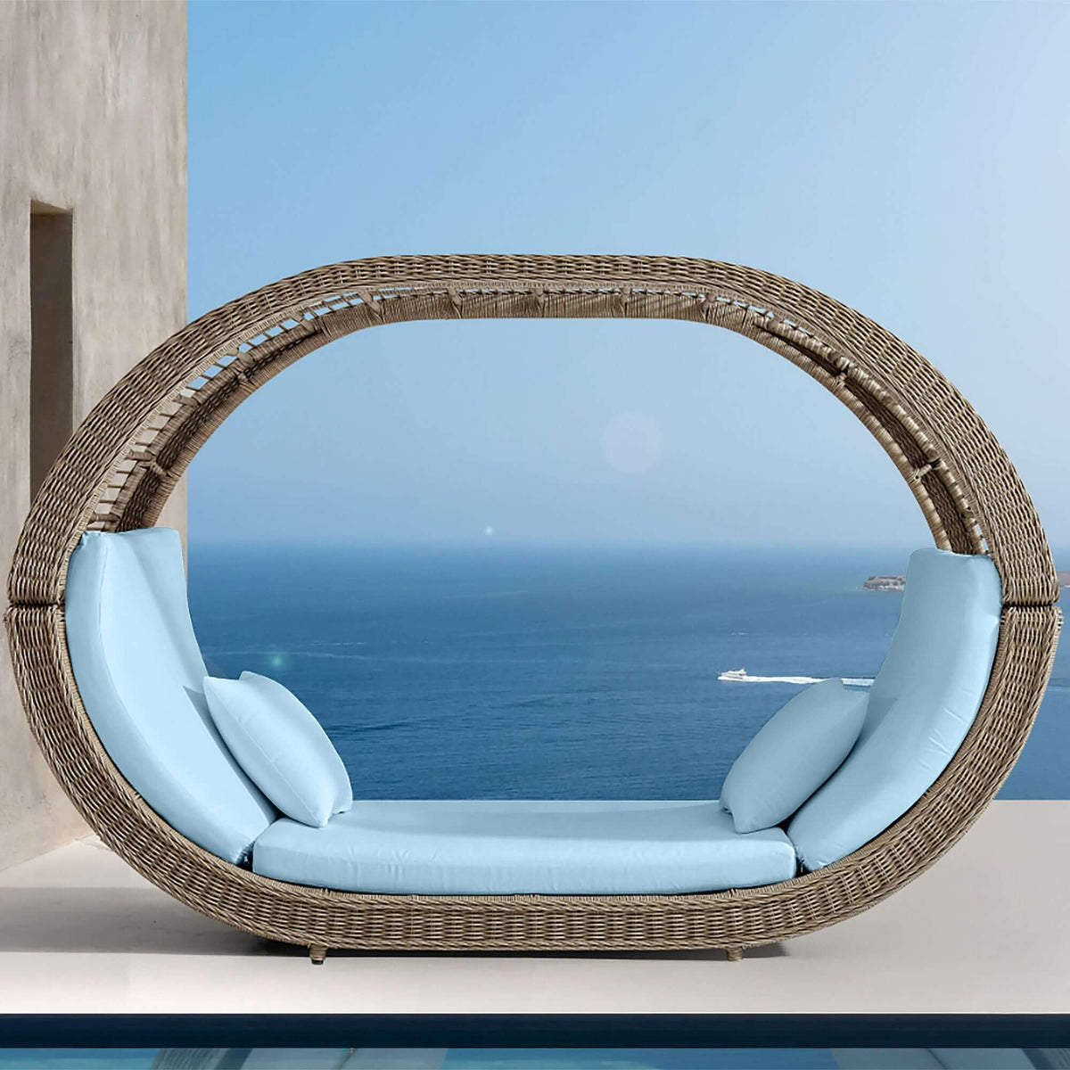 Panama Jack outdoor daybed is UV and weather resistant upgraded with Sunbrella cushions