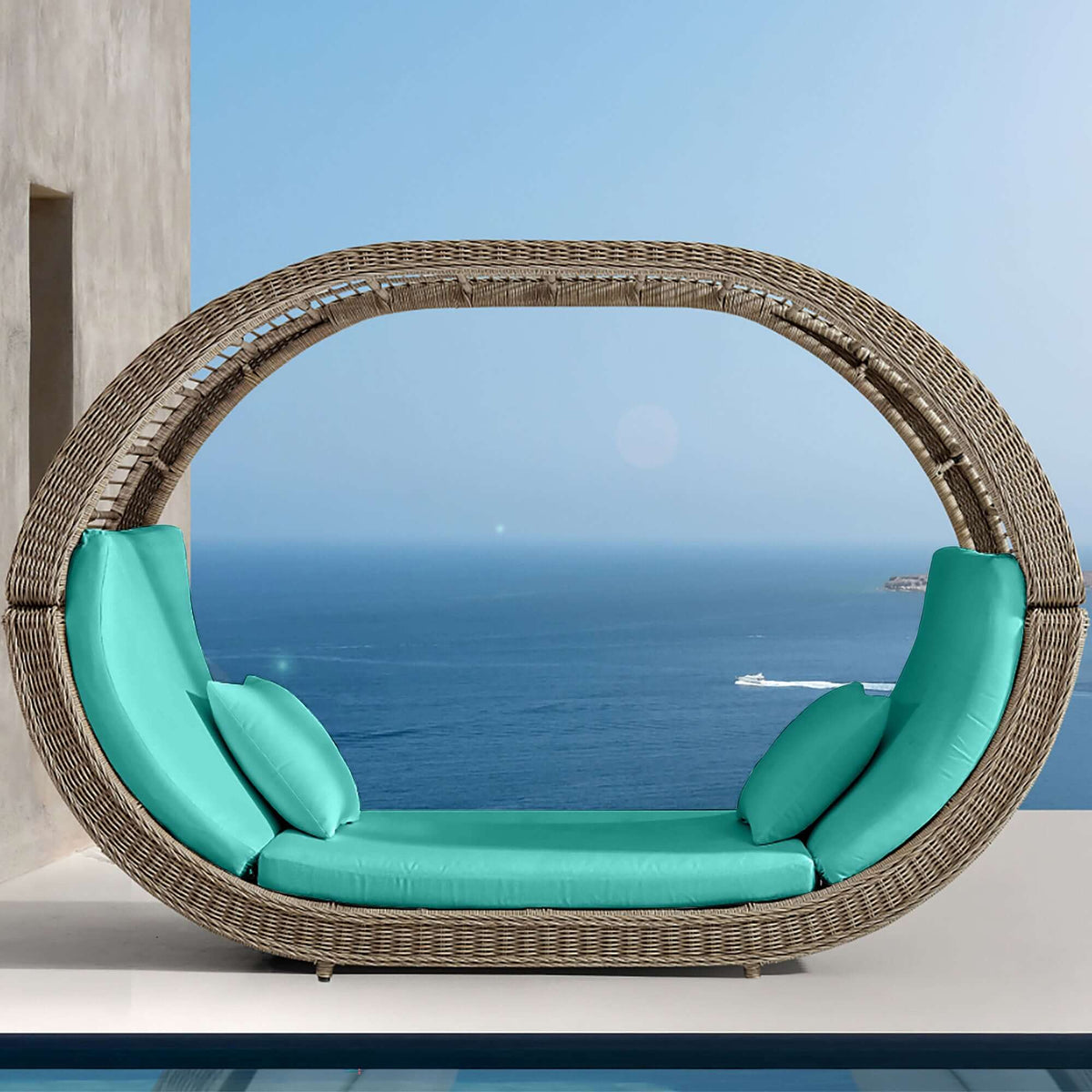 Panama Jack outdoor daybed is UV and weather resistant upgraded with Sunbrella cushions