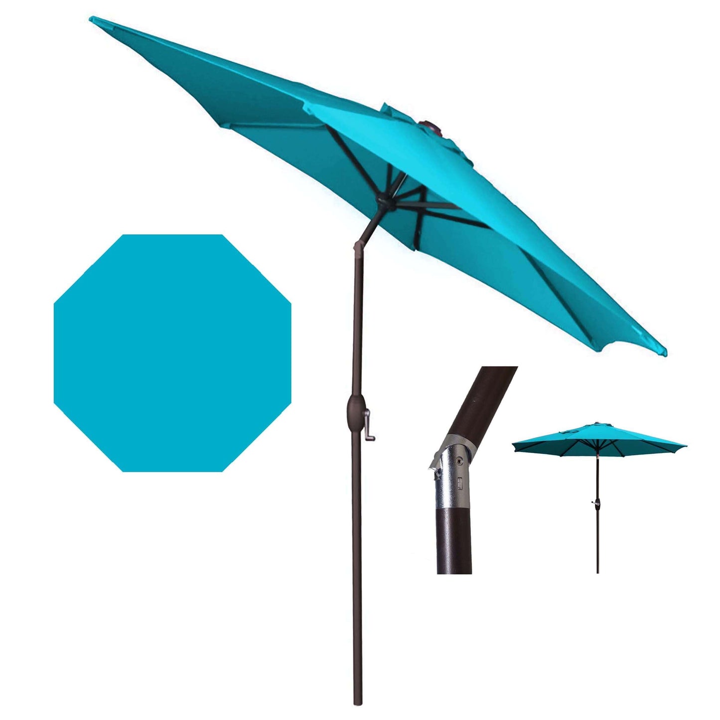 Panama Jack Teal 9 Ft Aluminum Patio Umbrella with Crank