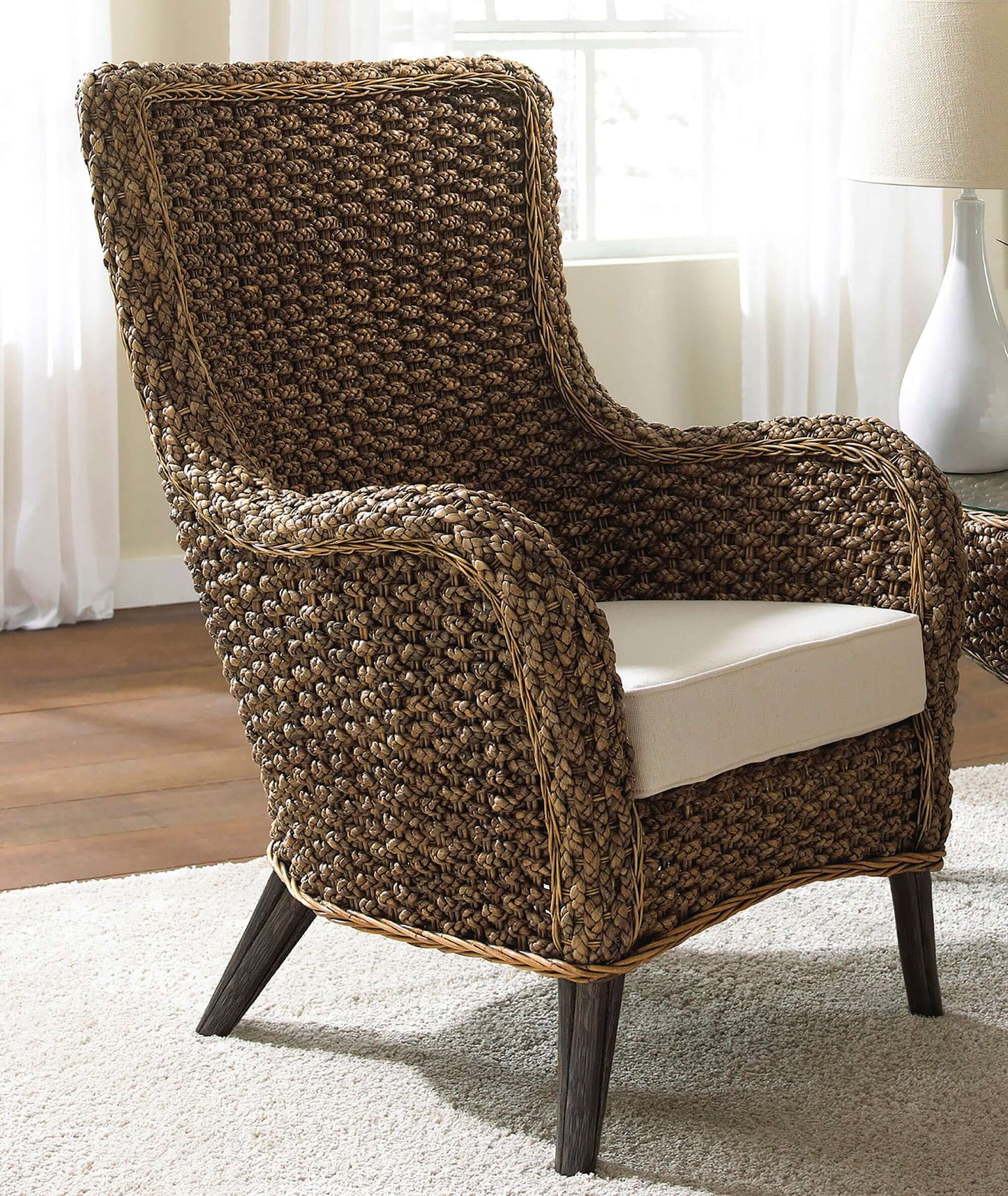 Black & Tan indoor or sunroom lounge chair with cushion