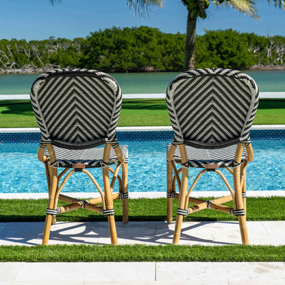 Panama Jack indoor or sunroom black & white set of 2 side chairs with ergonomic design for optimal comfort