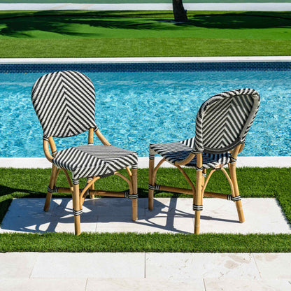 Panama Jack indoor or sunroom black & white set of 2 side chairs with ergonomic design for optimal comfort