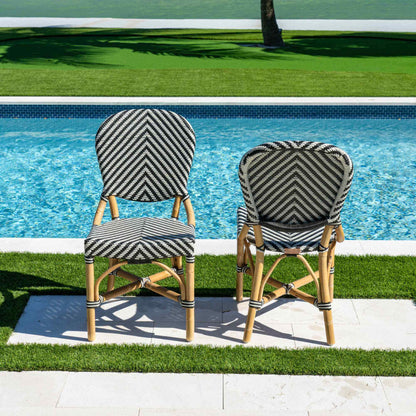 Panama Jack indoor or sunroom black & white set of 2 side chairs with ergonomic design for optimal comfort