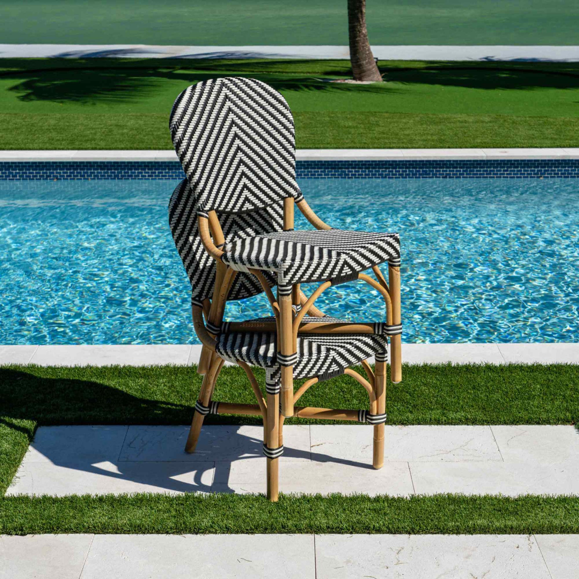 Panama Jack indoor or sunroom black & white set of 2 side chairs with ergonomic design for optimal comfort