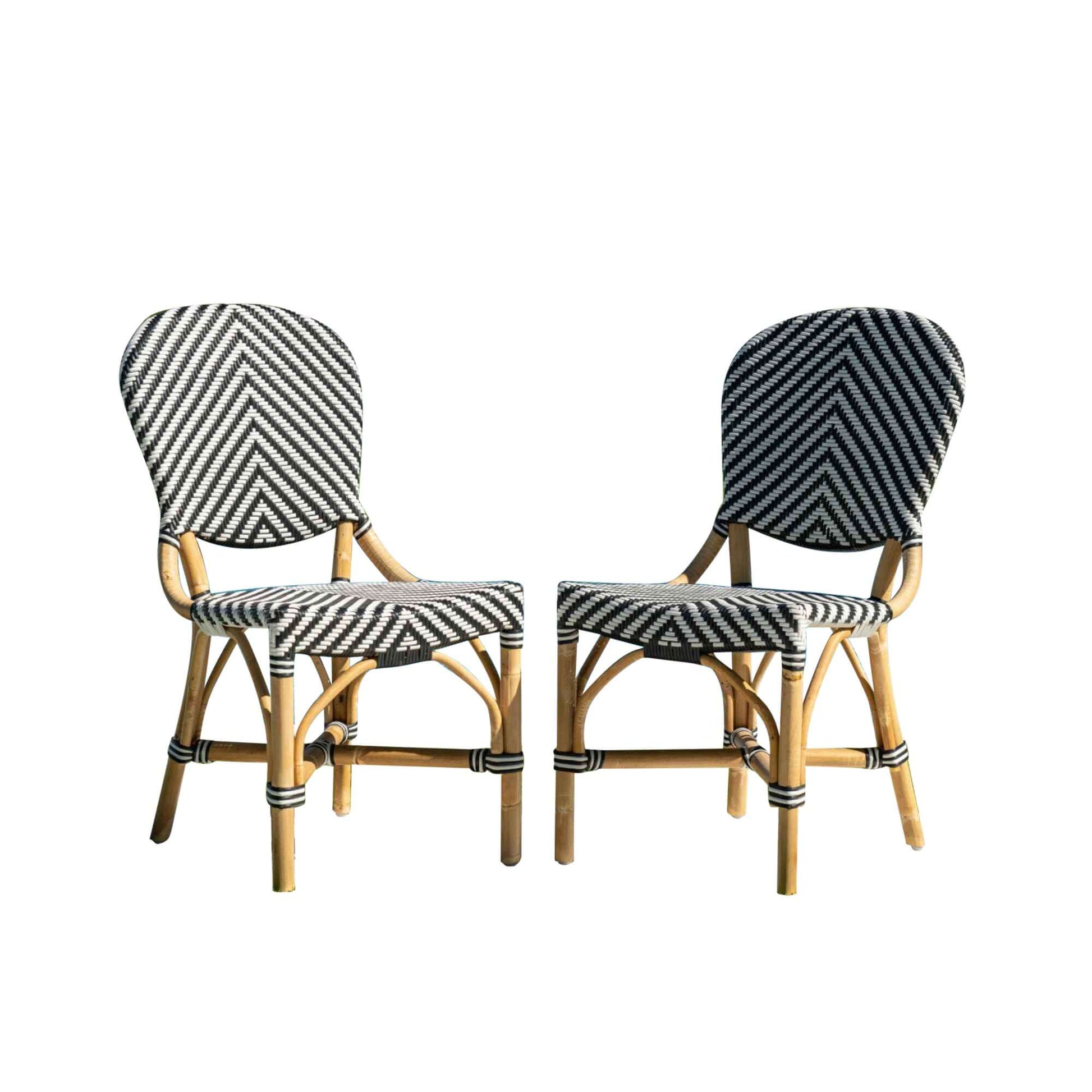 Panama Jack indoor or sunroom black & white set of 2 side chairs with ergonomic design for optimal comfort