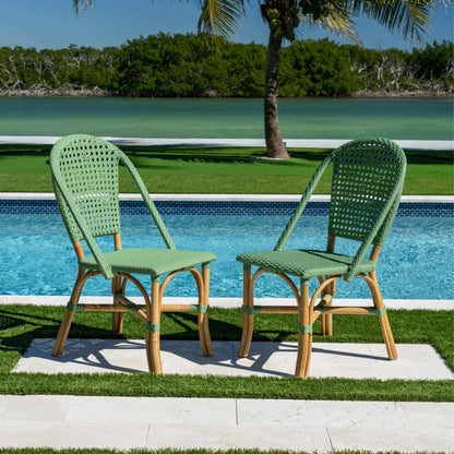 Panama Jack set of 2 green sunroom and indoor side chairs that are lightweight and compact design