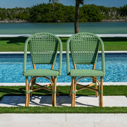 Panama Jack set of 2 green sunroom and indoor side chairs that are lightweight and compact design