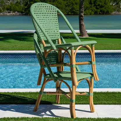 Panama Jack set of 2 green sunroom and indoor side chairs that are lightweight and compact design