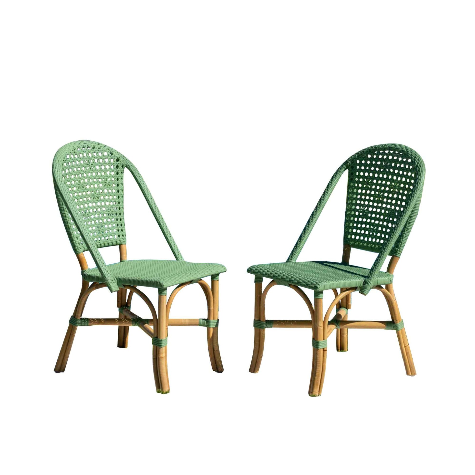 Panama Jack set of 2 green sunroom and indoor side chairs that are lightweight and compact design