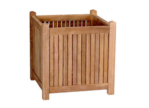 Anderson Teak 18 Planter Square Box Detail with Teak Slat Build and Drainage Design