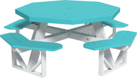LuxCraft Octagon Outdoor Picnic Table designed to seat eight with standard umbrella hole