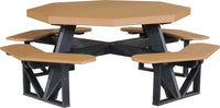 LuxCraft Octagon Outdoor Picnic Table designed to seat eight with standard umbrella hole