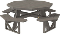 LuxCraft Octagon Outdoor Picnic Table designed to seat eight with standard umbrella hole