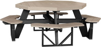 LuxCraft Octagon Outdoor Picnic Table designed to seat eight with standard umbrella hole