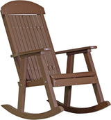 LuxCraft Porch Rocker 3-Piece Set in Chestnut Brown — Amish-crafted recycled poly, weather-resistant design