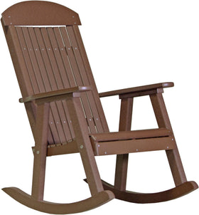 LuxCraft Porch Rocker 3-Piece Set in Chestnut Brown — Amish-crafted recycled poly, weather-resistant design